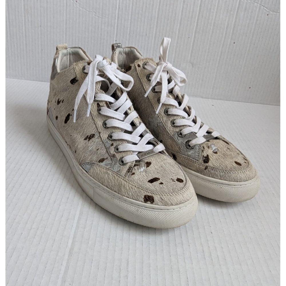 J Slides NY Shoes Sneakers Women 10M Pony Hair Spotted Leather Lace-Up Zipper
